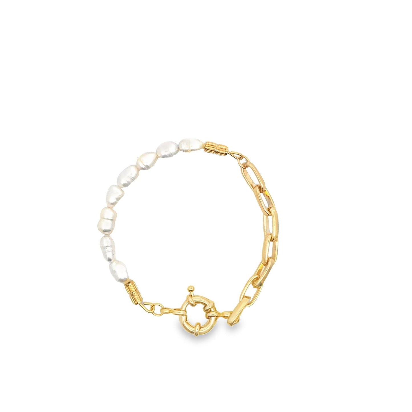 Freshwater Pearl Paperclip Chain Bracelet