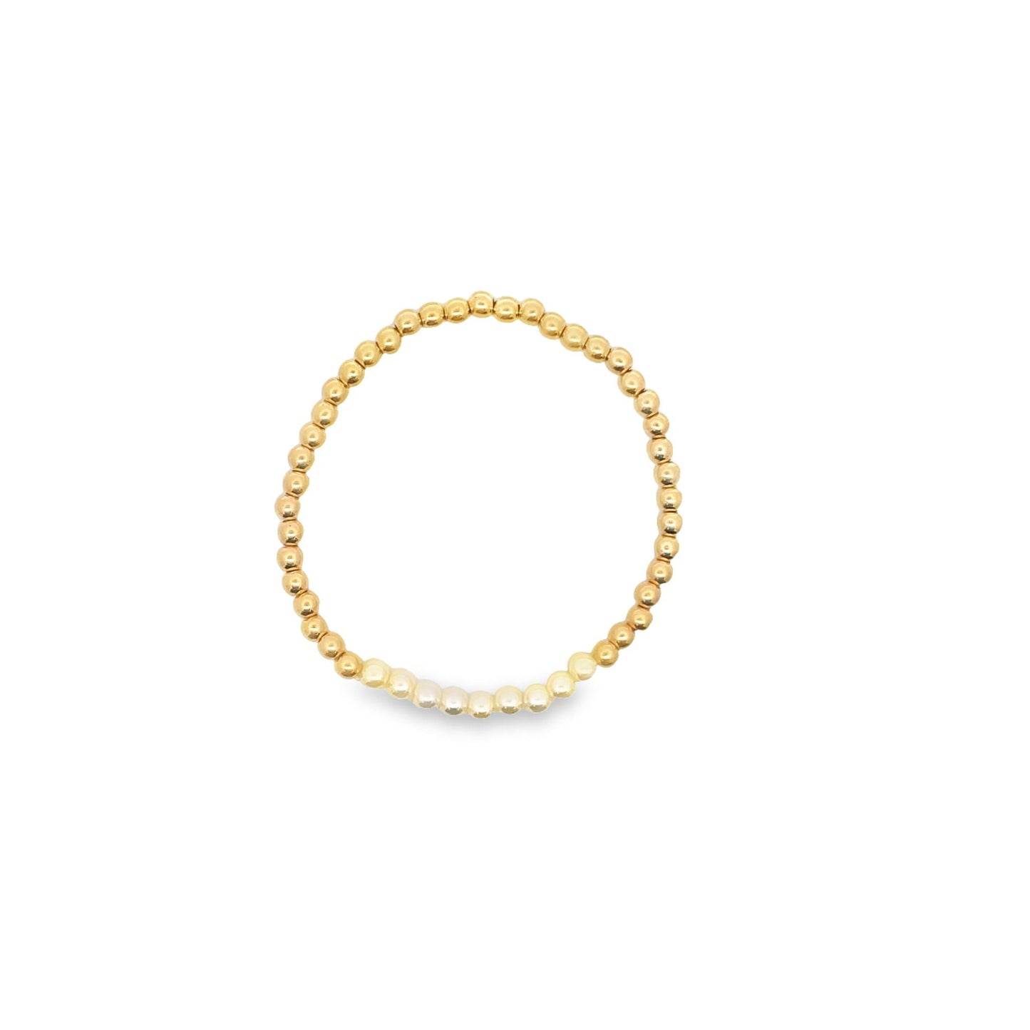 4mm Gold Elastic Bead Bracelet With Pearls