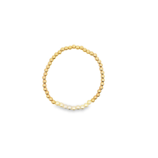 4mm Gold Elastic Bead Bracelet With Pearls