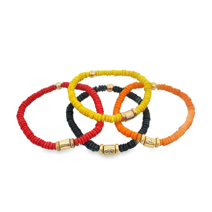 Enamel Colored Brazilian Disc Bead With Eye Carved Zirconia Charm Bracelet