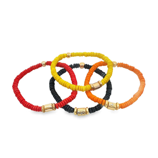 Enamel Colored Brazilian Disc Bead With Eye Carved Zirconia Charm Bracelet