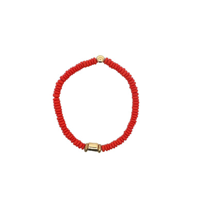 Enamel Colored Brazilian Disc Bead With Eye Carved Zirconia Charm Bracelet