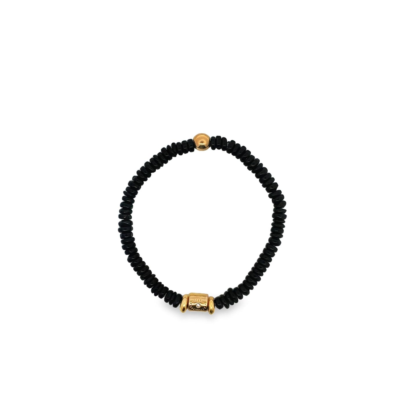 Enamel Colored Brazilian Disc Bead With Eye Carved Zirconia Charm Bracelet