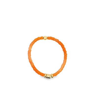 Enamel Colored Brazilian Disc Bead With Eye Carved Zirconia Charm Bracelet