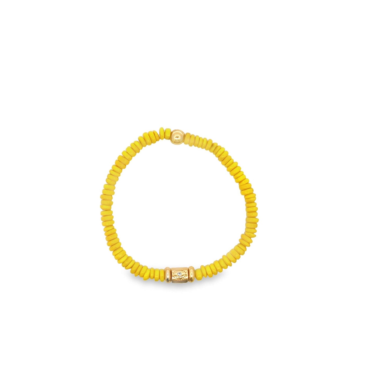 Enamel Colored Brazilian Disc Bead With Eye Carved Zirconia Charm Bracelet