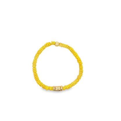 Enamel Colored Brazilian Disc Bead With Eye Carved Zirconia Charm Bracelet