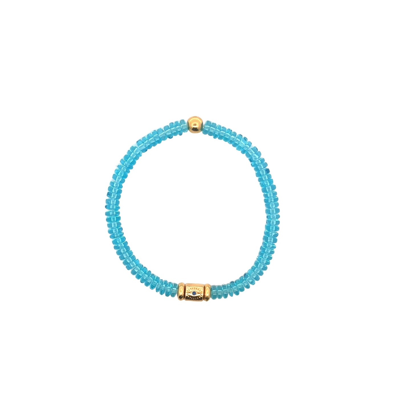 Enamel Colored Brazilian Disc Bead With Eye Carved Zirconia Charm Bracelet