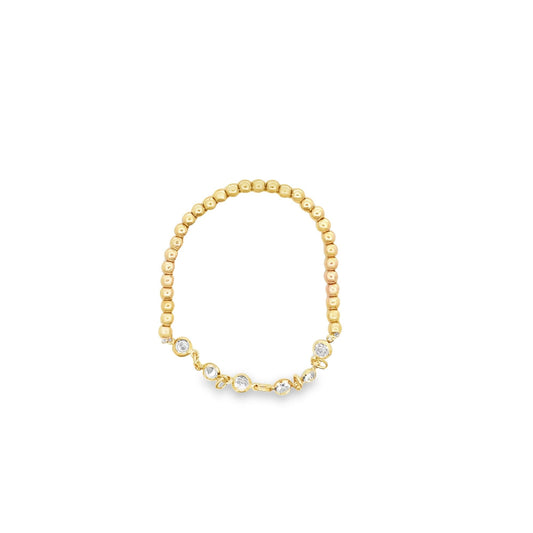 Round CZ Charm Link Half Beaded Bracelet