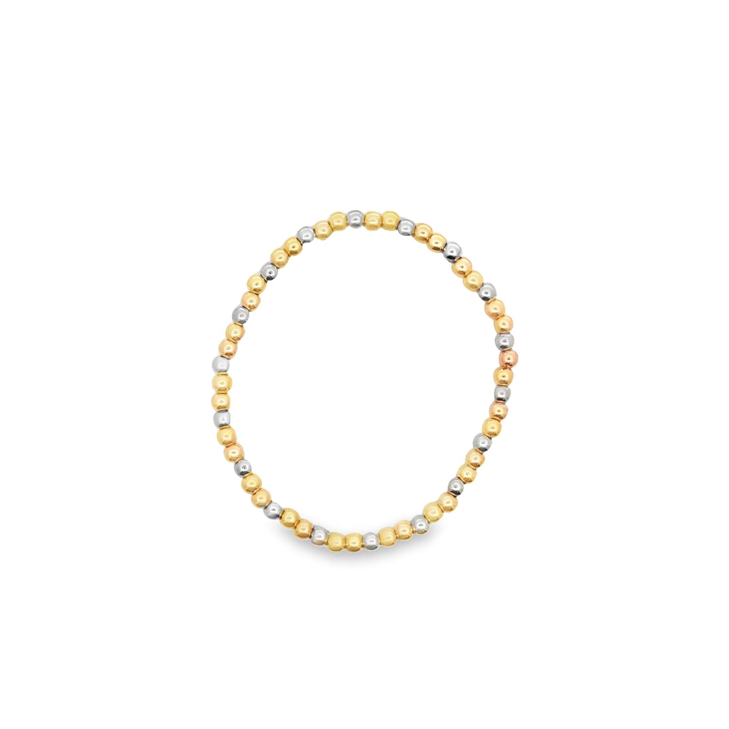 Three Toned Gold, Rose Gold, Silver Bead Bracelet | Gold Filled Beaded Bracelet