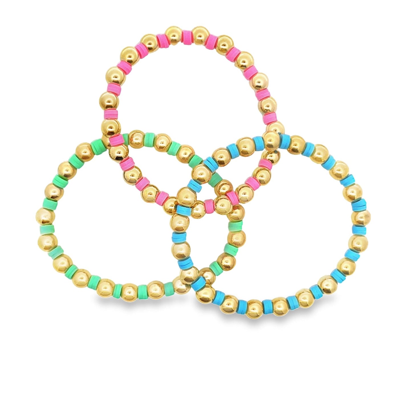 12 Colors Gold Bead Bracelet Polymer Clay Disc