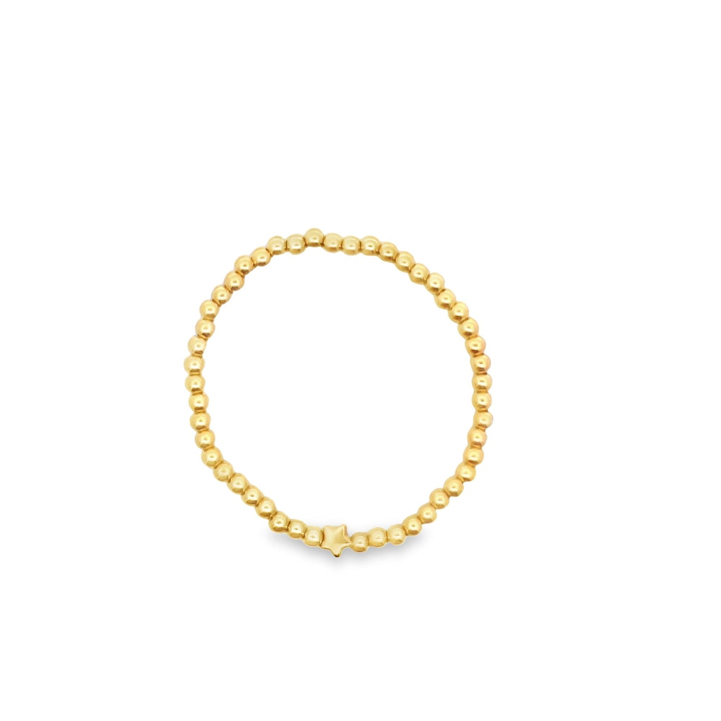 4mm Gold Elastic Bead Bracelet With STAR Charm
