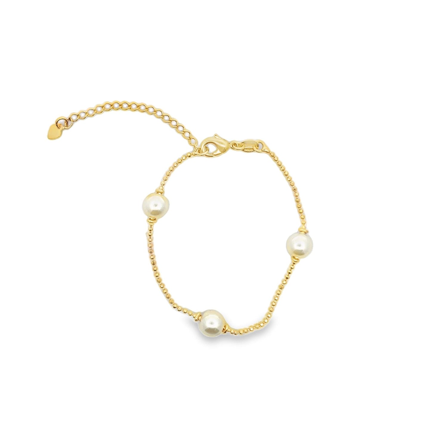 8mm Gold Pearl Ball Chain Bracelet