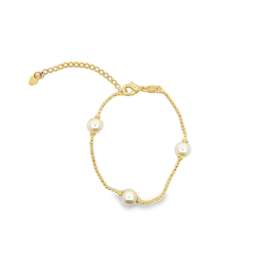 8mm Gold Pearl Ball Chain Bracelet
