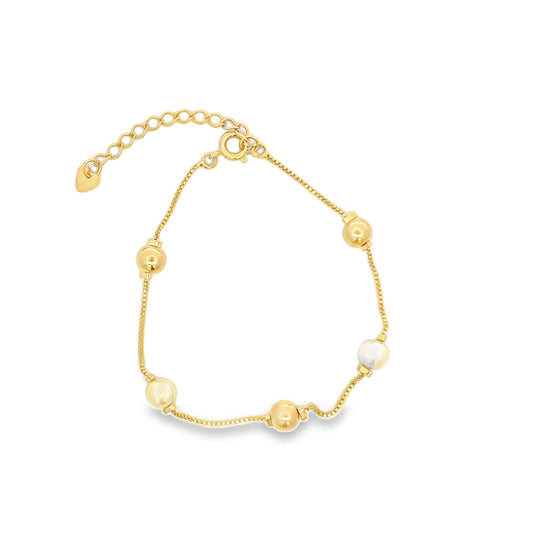 Bead and Pearl Box Chain Bracelet