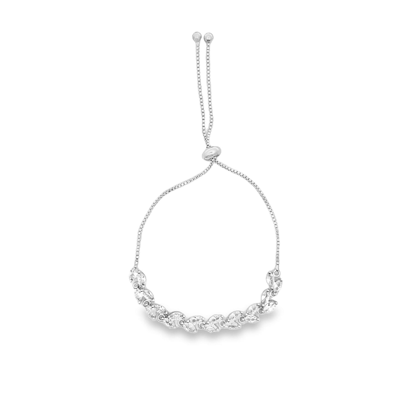 beverage-themed design Pear Cut CZ Stone Adjustable Box Bracelet