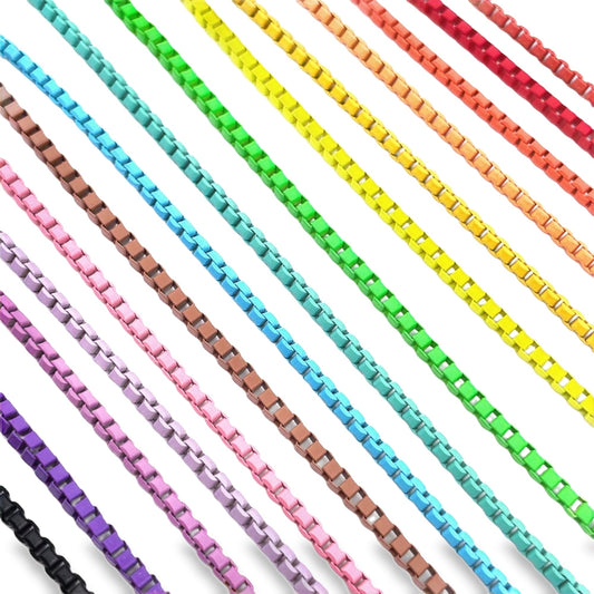 3mm Colorful Enamel Box Chain Bracelet