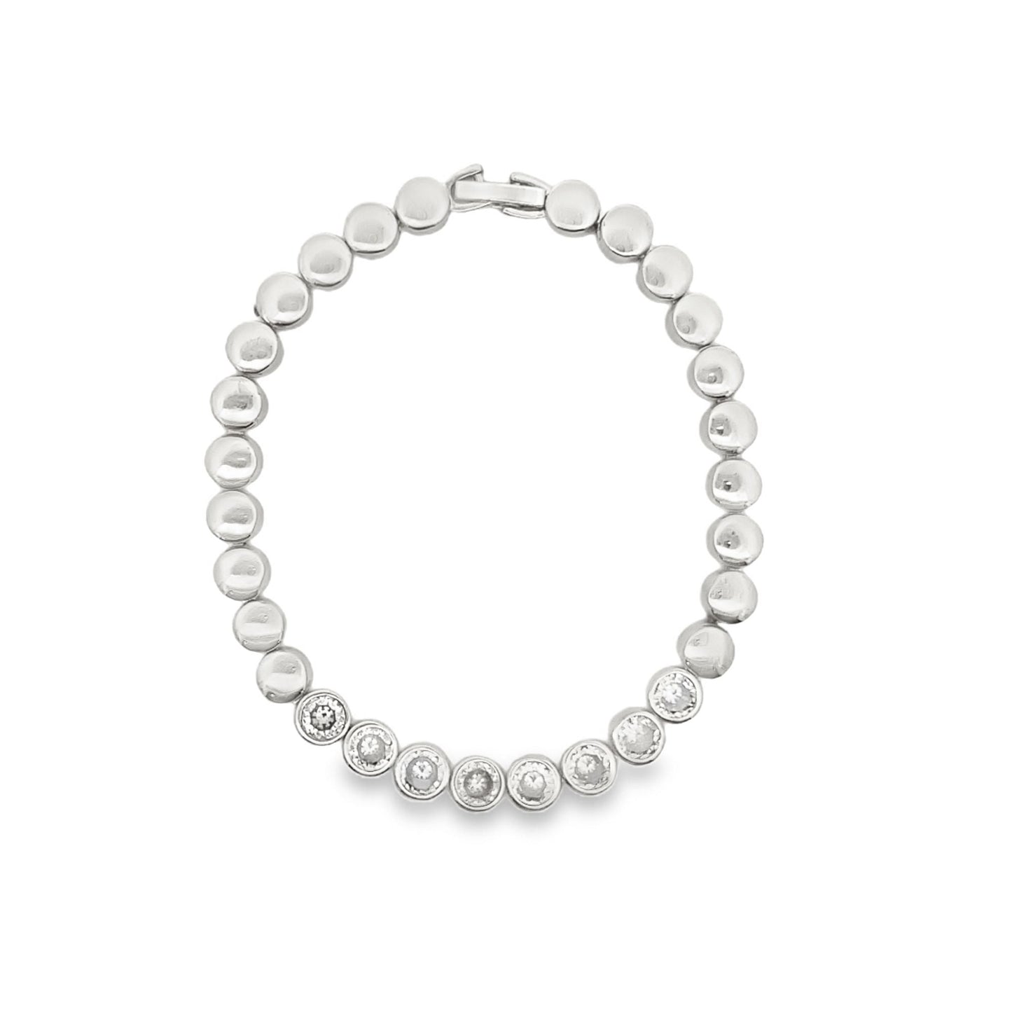Round Circle Bracelet With Clear Round Circle Shaped CZ Stones