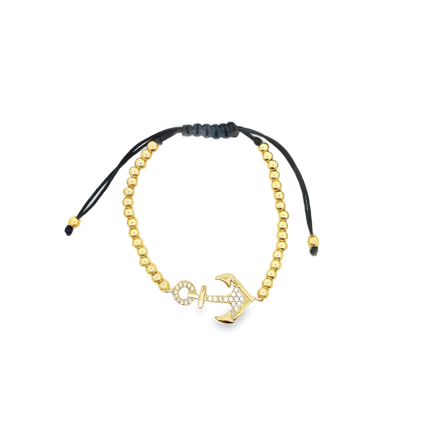 Adjustable Bead Bracelet With Anchor Charm
