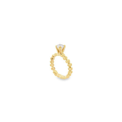 Beaded Single CZ Stone Ring