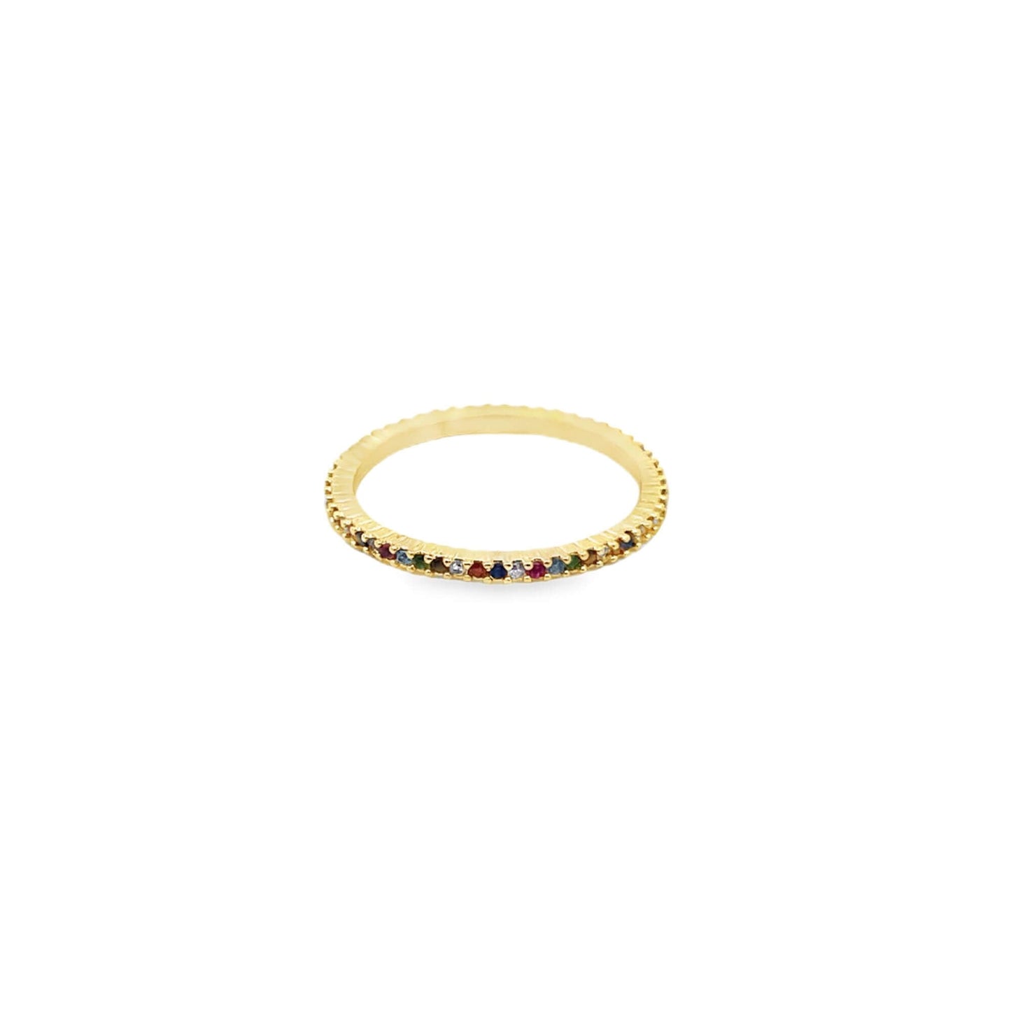 Thin Colored CZ Pave Ring
