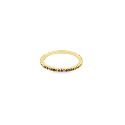 Thin Colored CZ Pave Ring