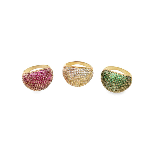 Colored CZ Paved Thin Dome Ring