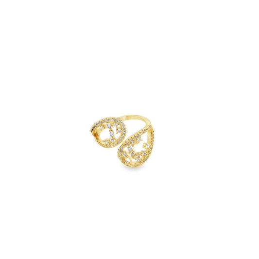 Eccentric Baguette CZ Pave Adjustable Open Ring