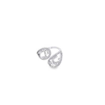 Eccentric Baguette CZ Pave Adjustable Open Ring