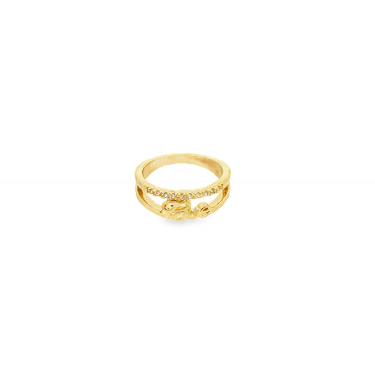 Part CZ Pave Dual Band "Love" Ring