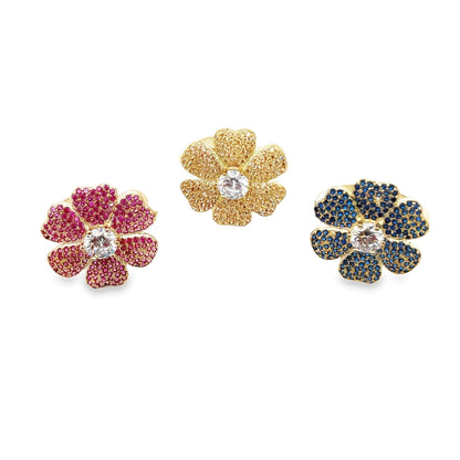 Vintage-Style CZ Pave Flower Ring