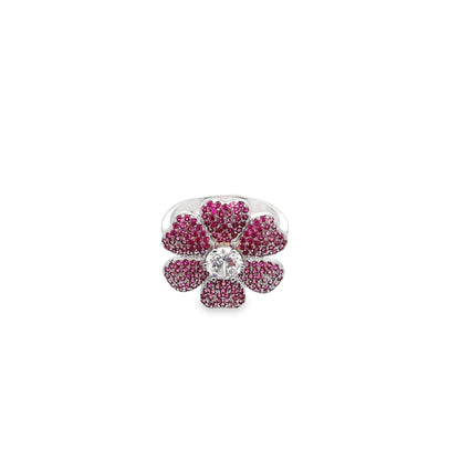 Vintage-Style CZ Pave Flower Ring