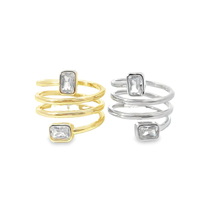 CZ Spiral Spring Coil Style Ring