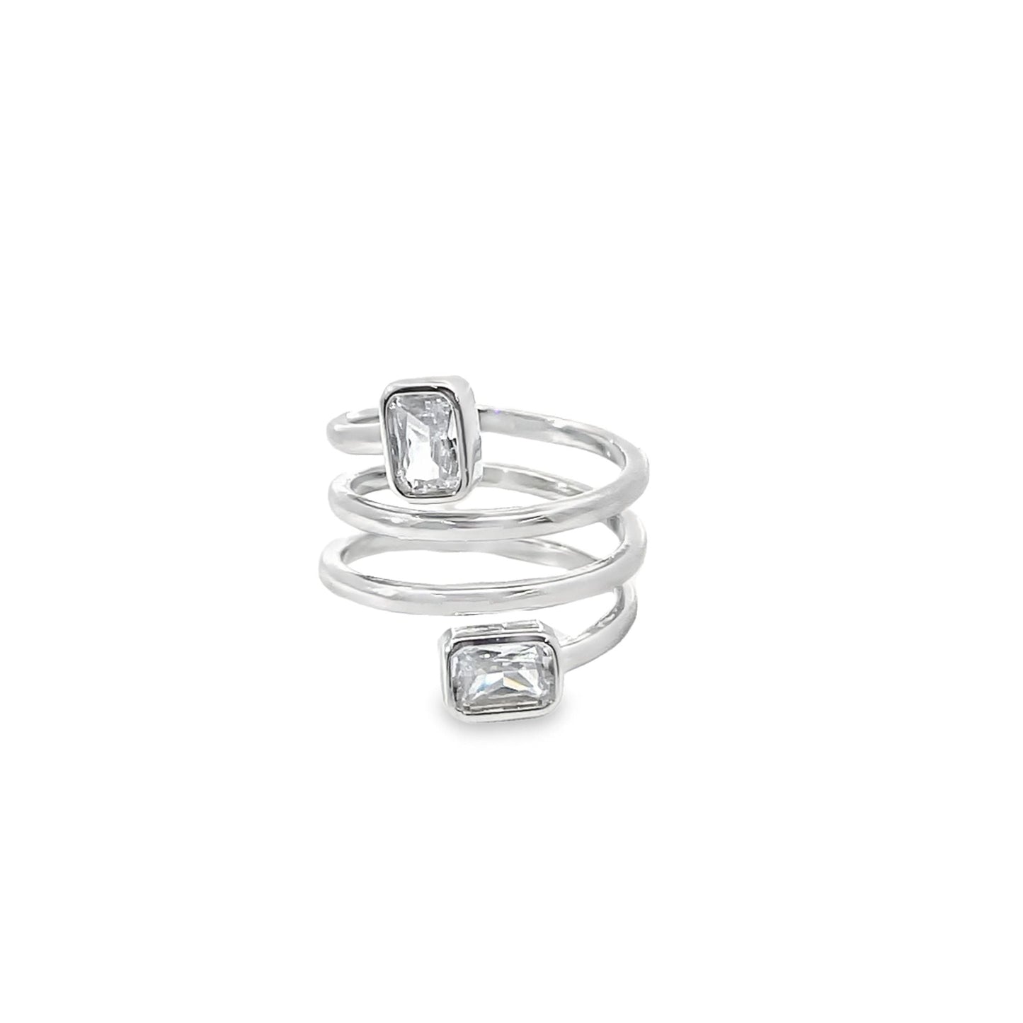 CZ Spiral Spring Coil Style Ring