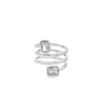 CZ Spiral Spring Coil Style Ring