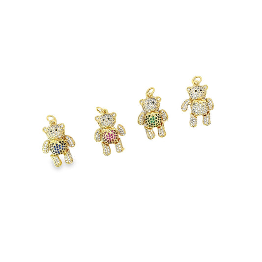 Colorful CZ Teddy Bear Pendant