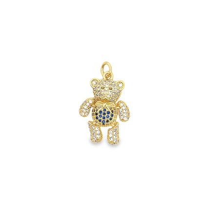 Colorful CZ Teddy Bear Pendant