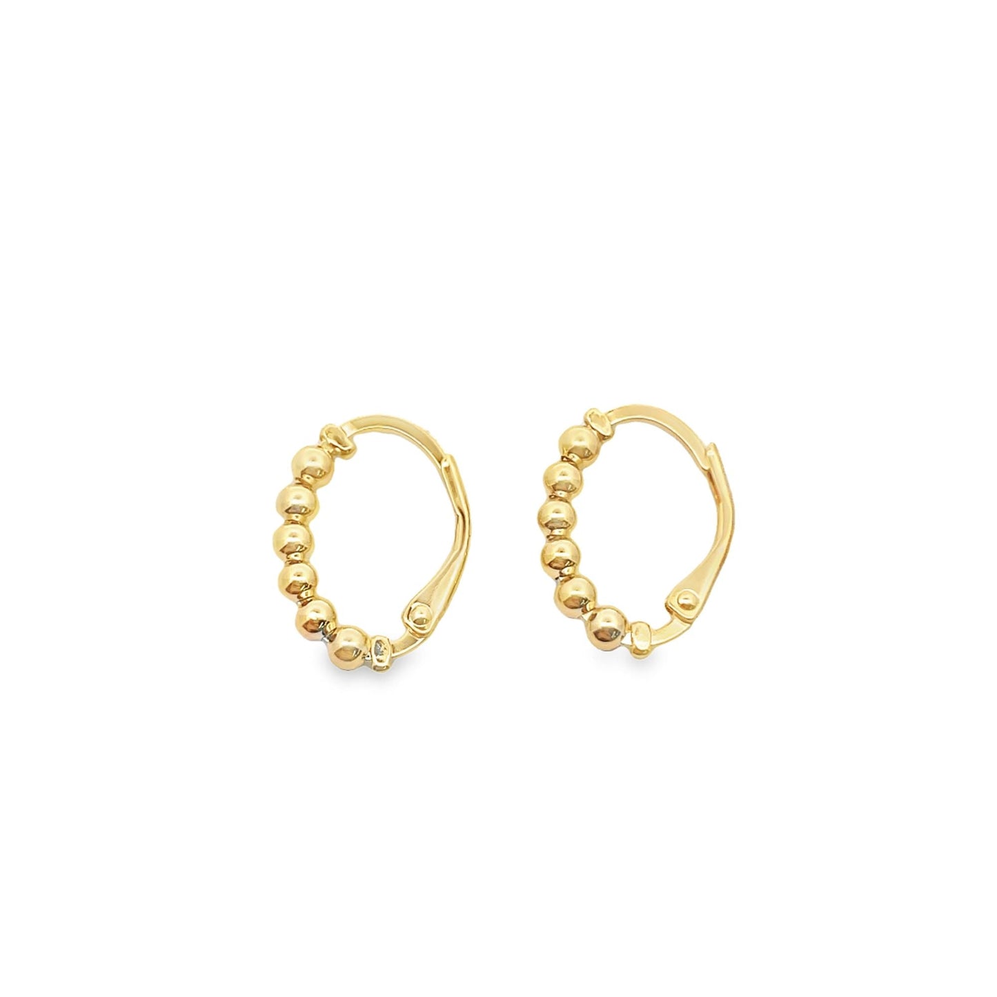 Small Bead/Pearl Latch Back Open Hoop Earrings