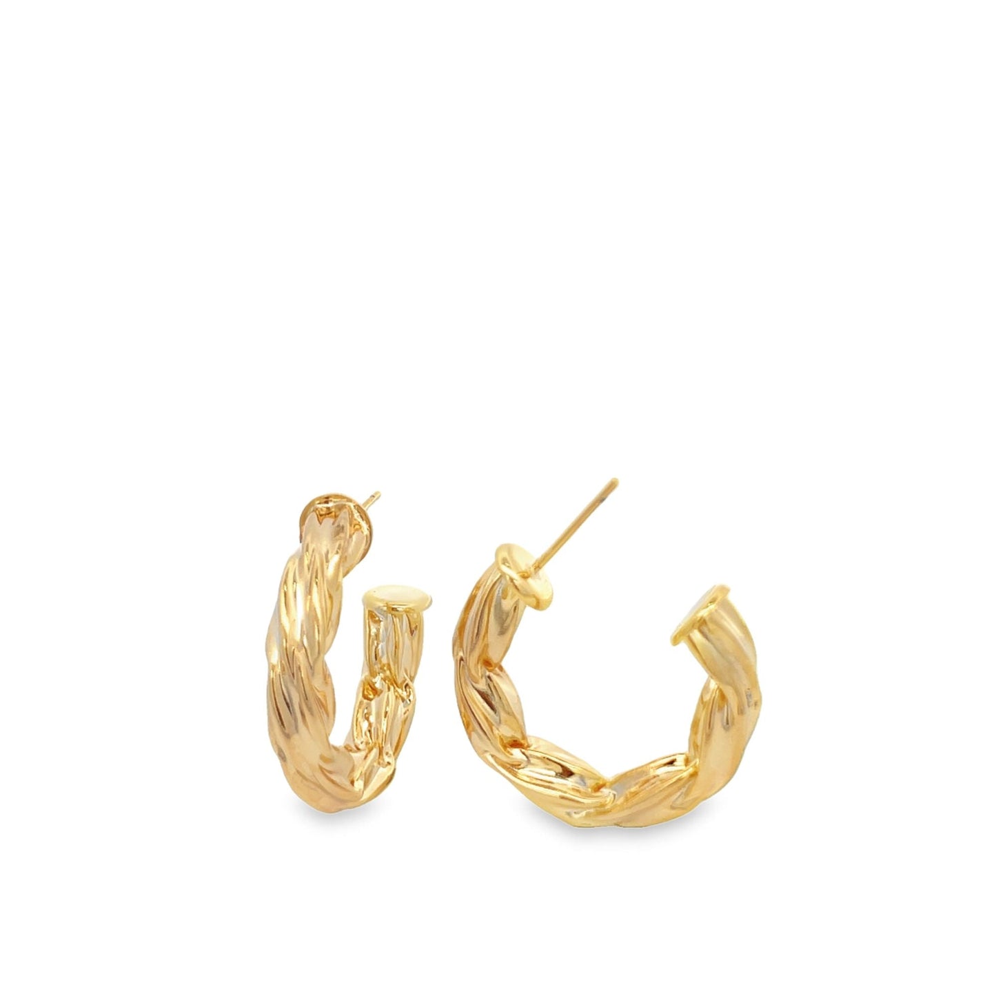 Thick Small Modern Twisted Gold Hoops