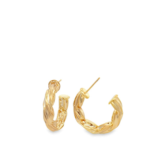 Thick Small Modern Twisted Gold Hoops