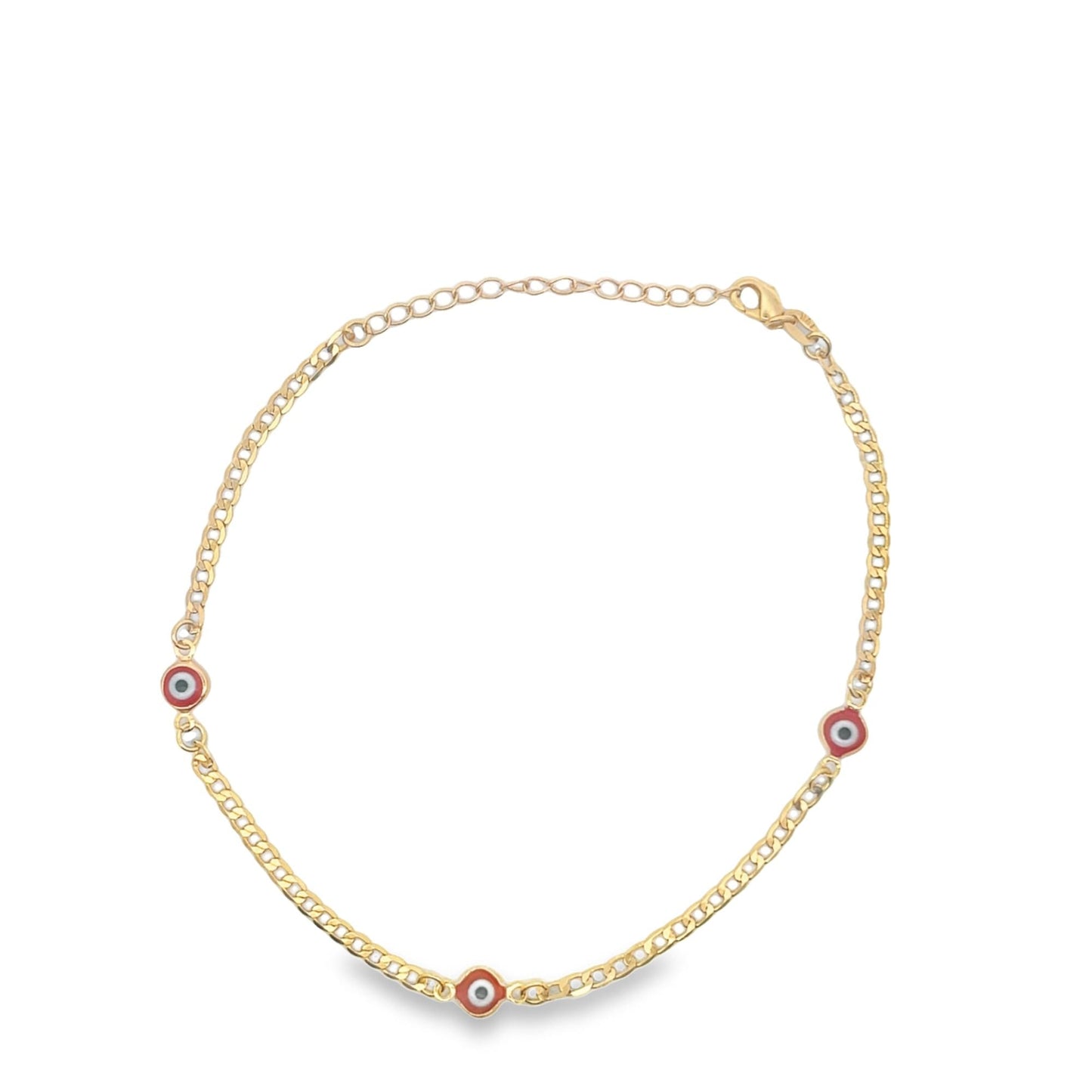 18K Gold Filled Blue Evil Eye Chain Bracelet