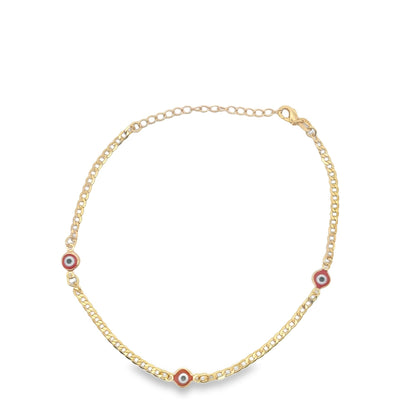 18K Gold Filled Blue Evil Eye Chain Bracelet
