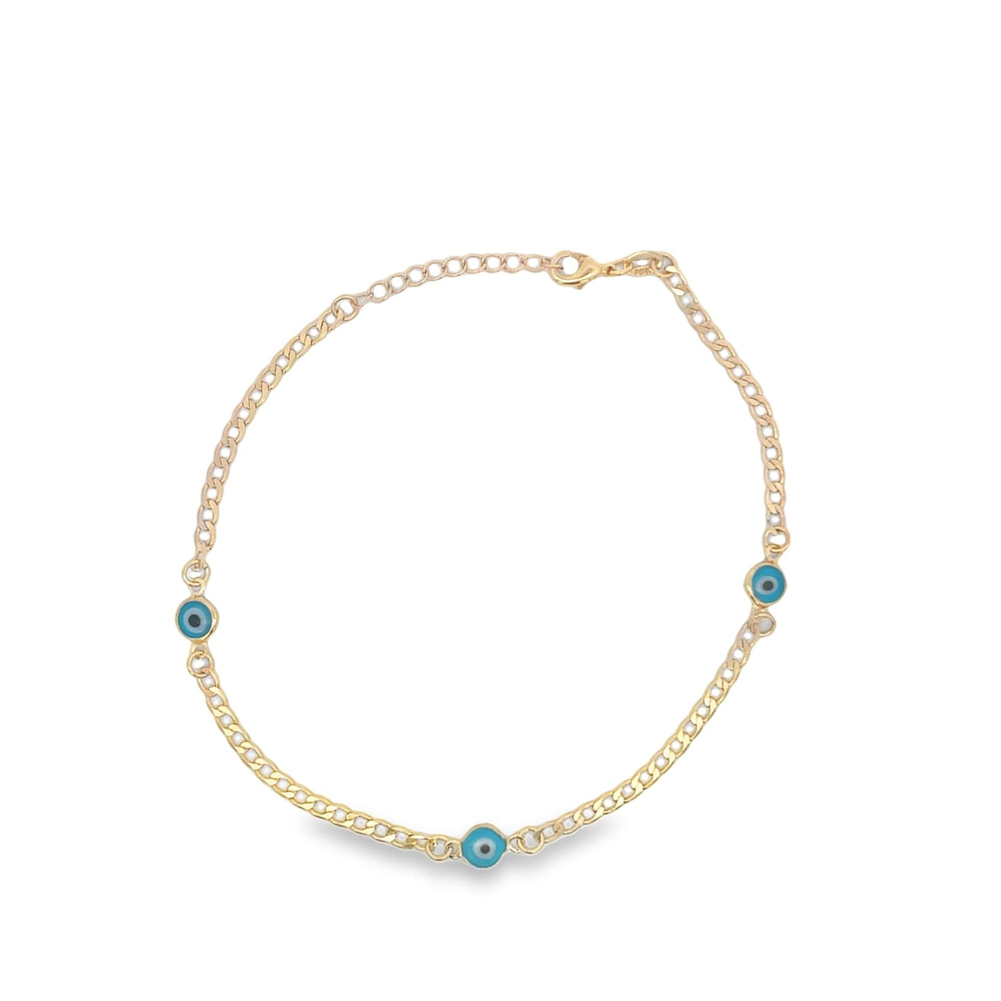 18K Gold Filled Blue Evil Eye Chain Bracelet