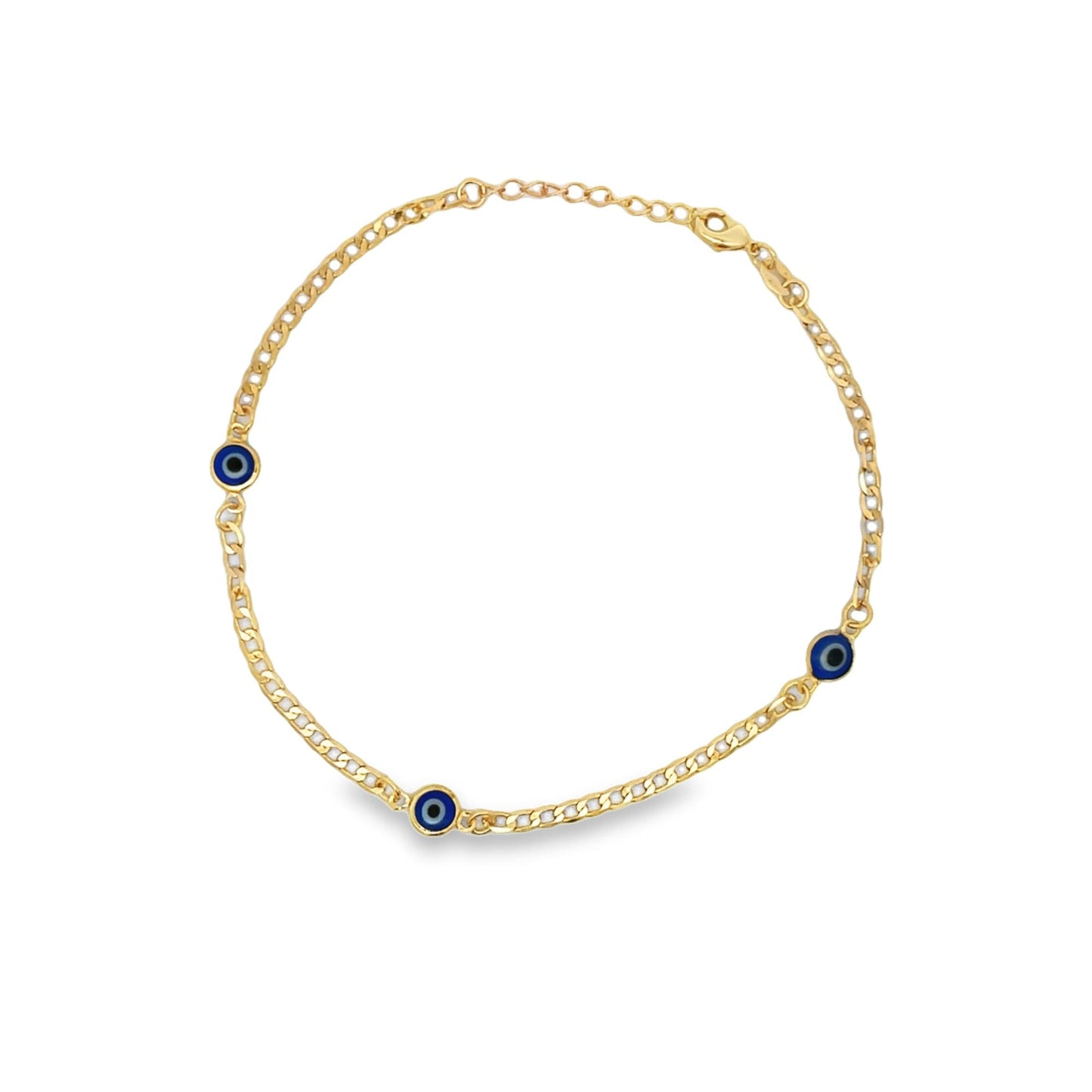 18K Gold Filled Blue Evil Eye Chain Bracelet