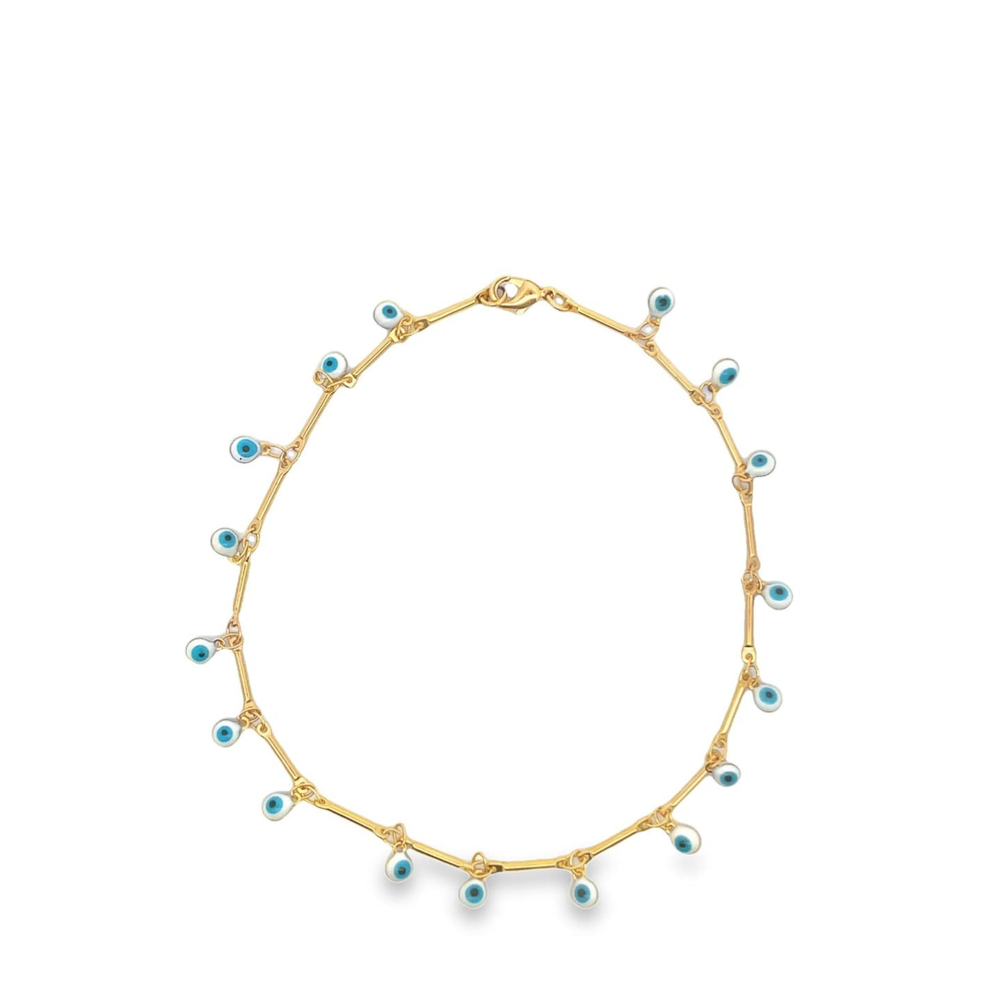 18K Gold Filled Dangle Evil Eye Charms Bracelet