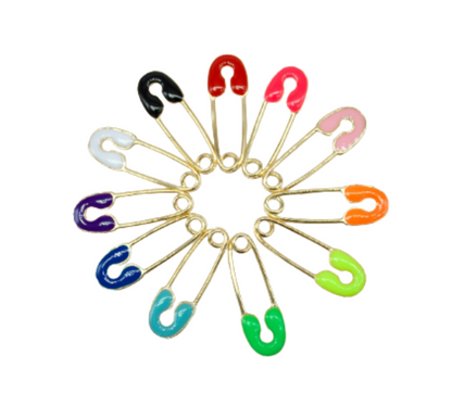 18K Gold Filled Colorful Enamel Safety Pin Pendant