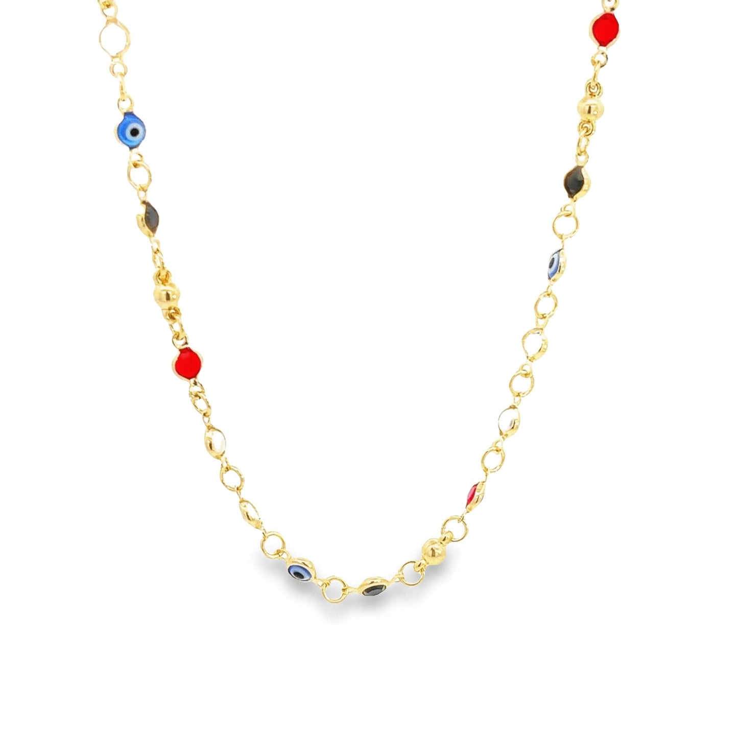 Enamel CZ Evil Eye Protection Beaded Cable Bracelet (H204)(E266)