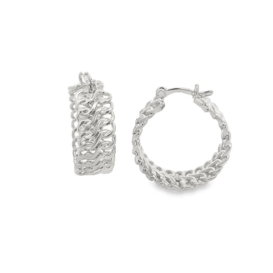 18K Rhodium Filled Infinity Twisted Braided Hoop Earrings