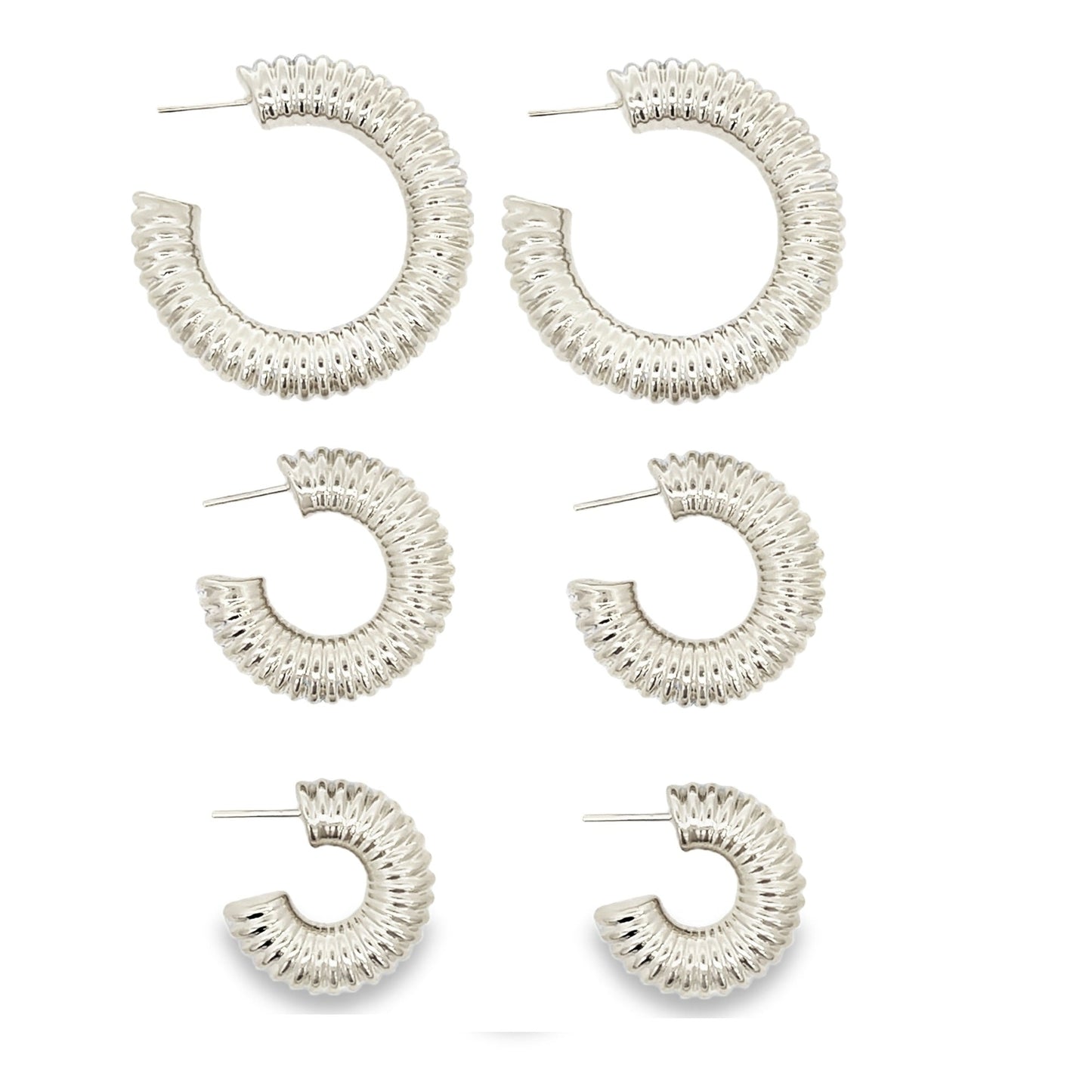 18K Gold Filled Thick Textured Hoop Earrings (J203)(J202)