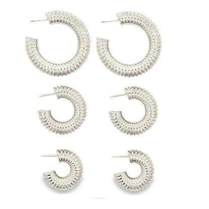 18K Gold Filled Thick Textured Hoop Earrings (J203)(J202)
