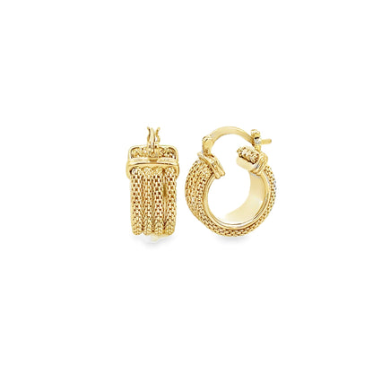 Gold Filled Popcorn Chain Hoop Lever Back Earrings
